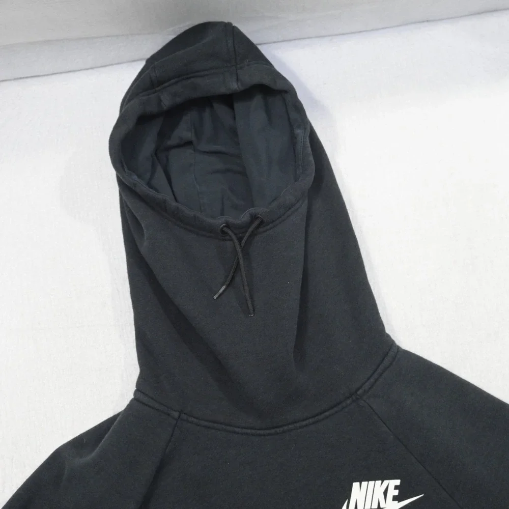 Nike Turtleneck Hoodie Black Cotton Blend Long Sleeve Pullover Womens Size Large
